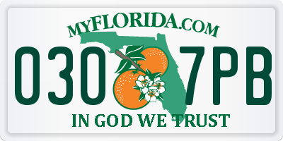 FL license plate 0307PB
