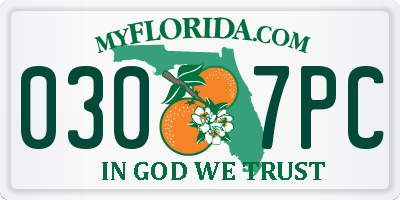 FL license plate 0307PC