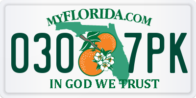 FL license plate 0307PK