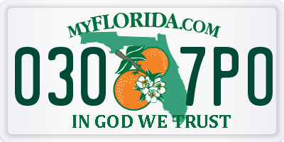 FL license plate 0307PO