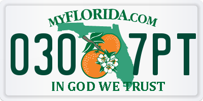 FL license plate 0307PT