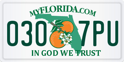 FL license plate 0307PU