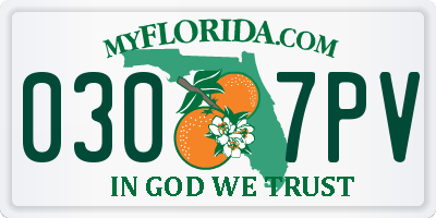 FL license plate 0307PV