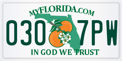 FL license plate 0307PW