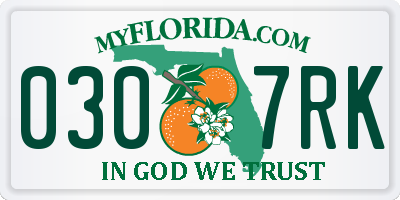 FL license plate 0307RK