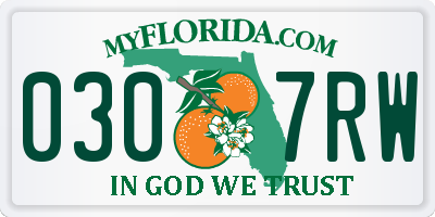 FL license plate 0307RW