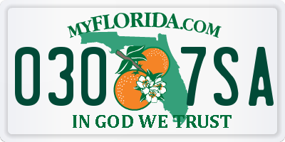 FL license plate 0307SA