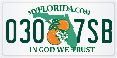 FL license plate 0307SB