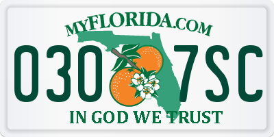 FL license plate 0307SC