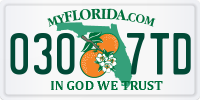 FL license plate 0307TD