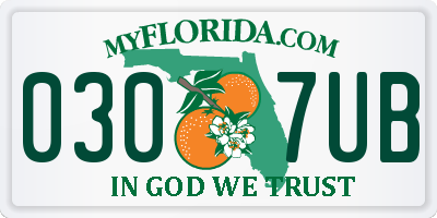 FL license plate 0307UB