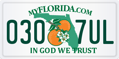 FL license plate 0307UL