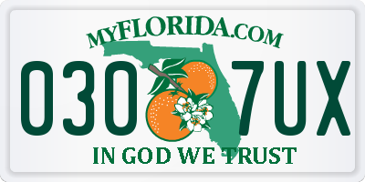FL license plate 0307UX