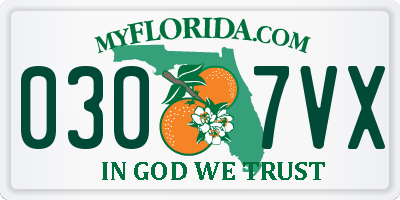 FL license plate 0307VX