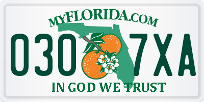FL license plate 0307XA