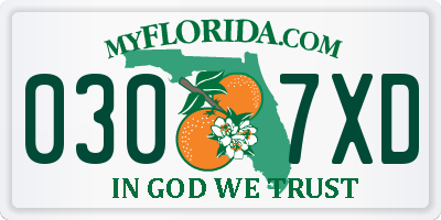 FL license plate 0307XD