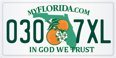 FL license plate 0307XL