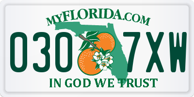 FL license plate 0307XW
