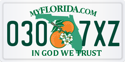 FL license plate 0307XZ