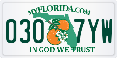 FL license plate 0307YW