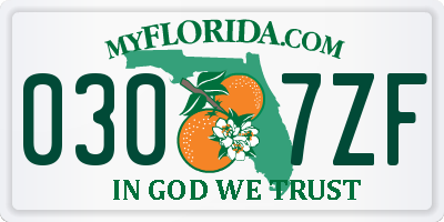 FL license plate 0307ZF