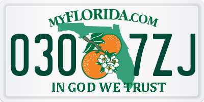 FL license plate 0307ZJ