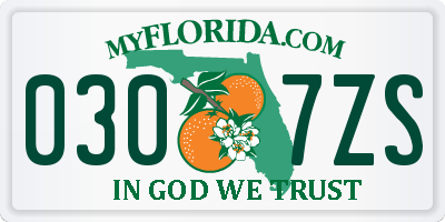 FL license plate 0307ZS