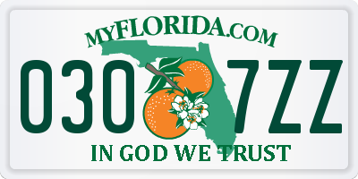 FL license plate 0307ZZ