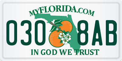 FL license plate 0308AB