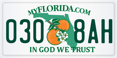FL license plate 0308AH