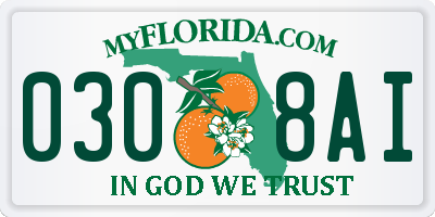 FL license plate 0308AI