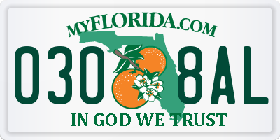 FL license plate 0308AL