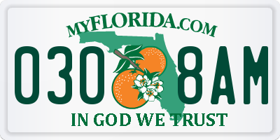 FL license plate 0308AM