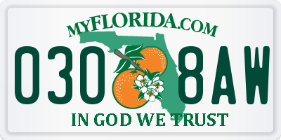 FL license plate 0308AW