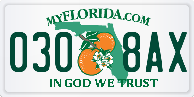 FL license plate 0308AX