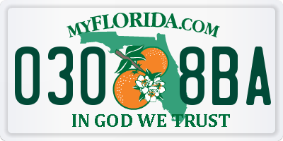 FL license plate 0308BA