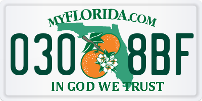 FL license plate 0308BF