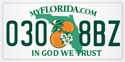 FL license plate 0308BZ