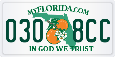 FL license plate 0308CC
