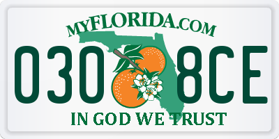 FL license plate 0308CE