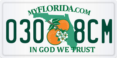 FL license plate 0308CM