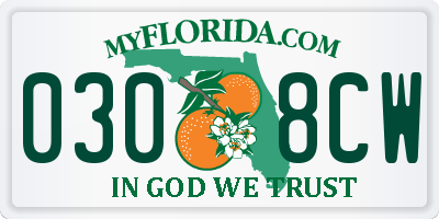 FL license plate 0308CW