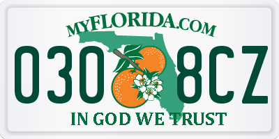 FL license plate 0308CZ