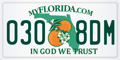 FL license plate 0308DM