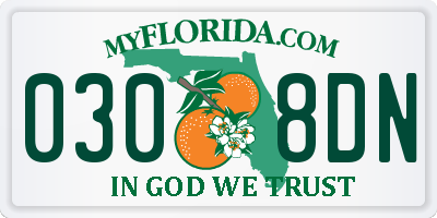 FL license plate 0308DN