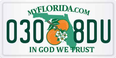 FL license plate 0308DU