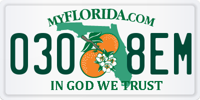 FL license plate 0308EM