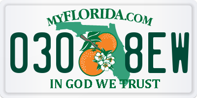 FL license plate 0308EW