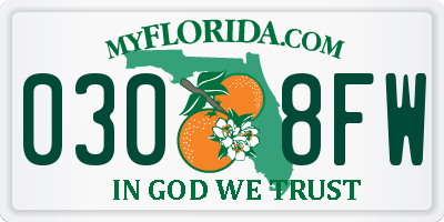 FL license plate 0308FW