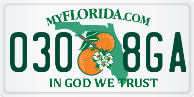 FL license plate 0308GA